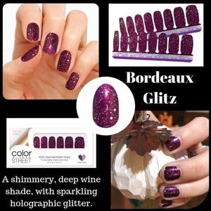 Color Street nails polish strips - BORDEAUX GLITZ